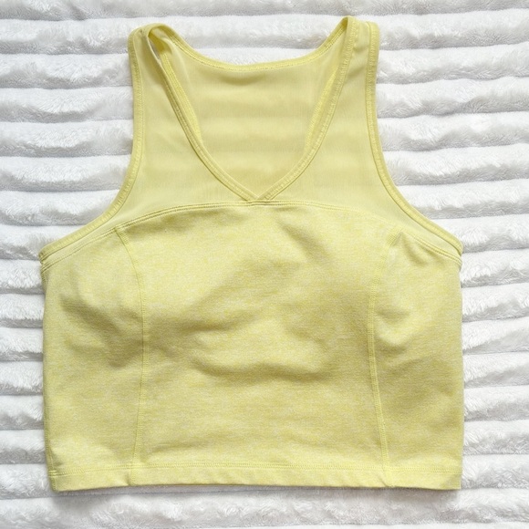 Zella Cropped Tank Top and or Sports Bra With Padding Yellow Size Large - Picture 1 of 6